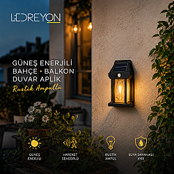 Güneş Enerjili Rustik Solar Duvar Aplik Led Aplik Bahçe Aydınlatma Armatürü