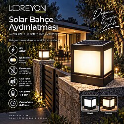 Güneş Enerjili Solar 60 Watt Küp Kumandalı Bahçe Aydınlatması Set Üstü Armatür - 12