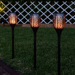 Güneş Enerjili Solar Alev Efektli Dekoratif Bahçe Lambası Meşale Bahçe Aydınlatma Led Işık - Thumbnail