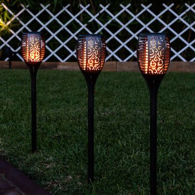 Güneş Enerjili Solar Alev Efektli Dekoratif Bahçe Lambası Meşale Bahçe Aydınlatma Led Işık