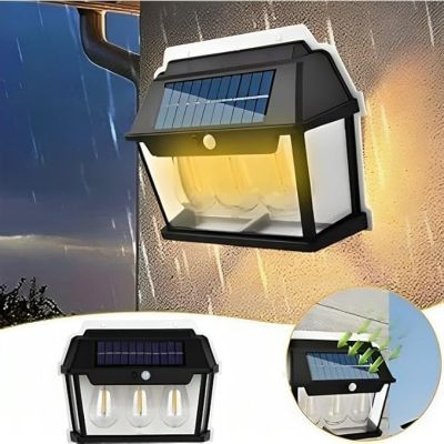 Güneş Enerjili Solar Duvar Aplik Led Aplik Bahçe Aydınlatma Armatürü 3 Ampullü