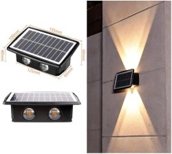Güneş Enerjili Solar Duvar Aplik Led Aplik Bahçe Aydınlatma Armatürü Balkon Teras Aydınlatma - Thumbnail