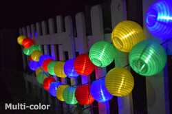 Güneş Enerjili Solar Ledli Renkli Japon Feneri Led Işık Zinciri Bahçe Aydınlatma Dekorasyon - Thumbnail