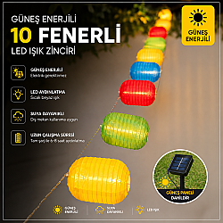Güneş Enerjili Solar Ledli Renkli Japon Feneri Led Işık Zinciri Bahçe Aydınlatma Dekorasyon