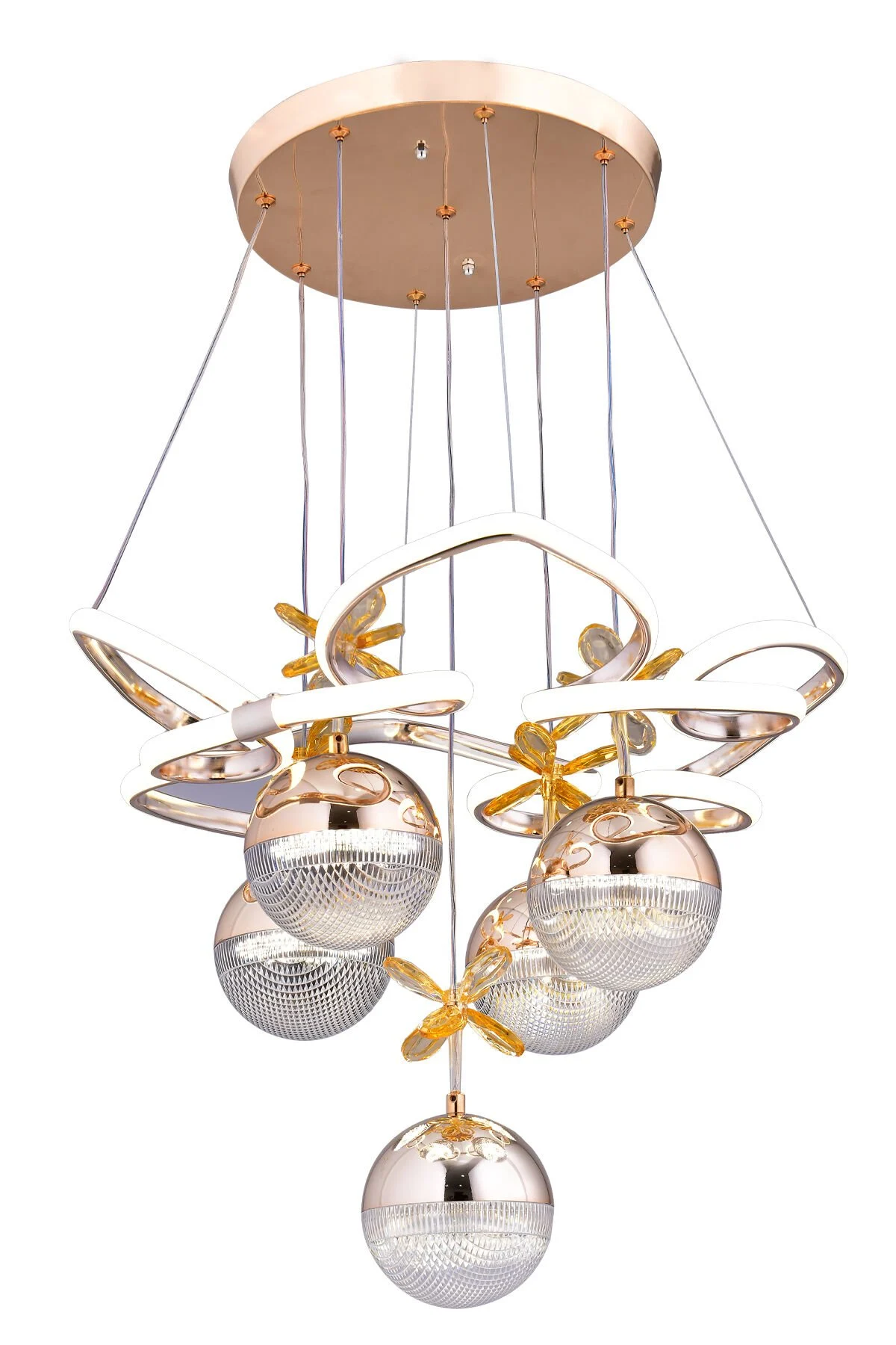 Ledreyon - HALE 5 TOP ACİL KİTLİ LED AVİZE GOLD