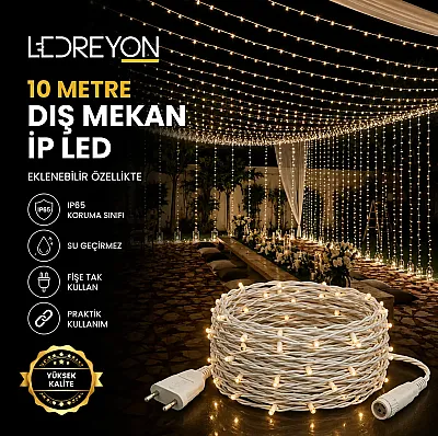 10 Metre IP65 Dış Mekan Su Geçirmez İp LED | Eklenebilir 220V Bahçe Aydınlatması - 1