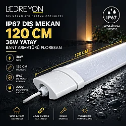 iP67 Dış Mekan 120 Cm 36W T5 Kasalı Yatay Bant Armatürü Floresan