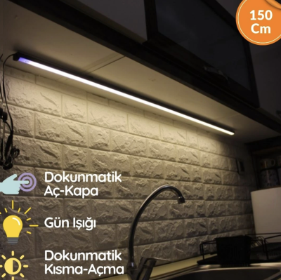 Mutfak Tezgah Üstü Dokunmatik Led Bar Aydınlatma Günışığı 150cm Mutfak Aydınlatması