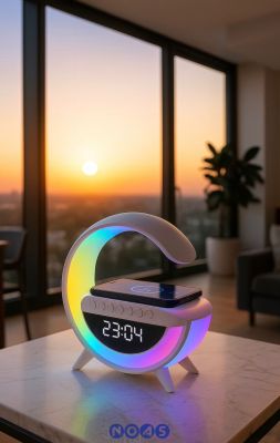 Noas Simi G Şeklinde, Çok Fonksiyonlu, Kablosuz Şarj Standlı, Bluetooth Hoparlör, Rgb Gece Lambası Şarj Standı