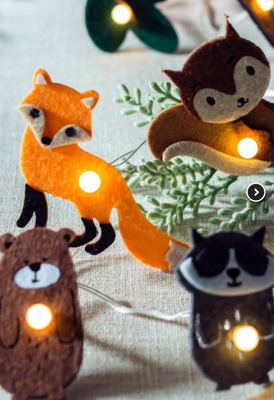 Orman Hayvanlı Led Işık Zinciri Keçe Ledli Işık