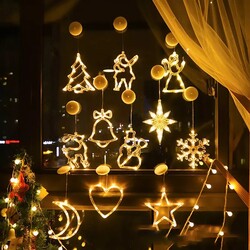 Pilli Noel Baba Led Işıklı Vitrin, Kapı Ve Cam Süsü Yılbaşı Led Dekoratif Aydınlatma Kapı Süsü - Thumbnail