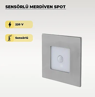 Sensörlü Kare Merdiven Led Spot Kare Merdiven Spot Koridor Aydınlatma Armatürü  - 3