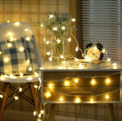 Yıldızlı İp Led Işık Süs - 2 Metre - Fişli Yıldız Led - Thumbnail