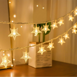 Yıldızlı İp Led Işık Süs - 2 Metre - Fişli Yıldız Led - Thumbnail