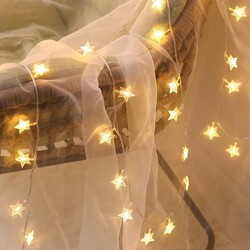 Yıldızlı İp Led Işık Süs - 2 Metre - Fişli Yıldız Led - Thumbnail