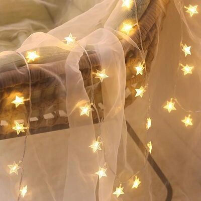 Yıldızlı İp Led Işık Süs - 2 Metre - Fişli Yıldız Led