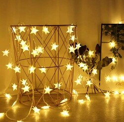 Yıldızlı İp Led Işık Süs - 2 Metre - Fişli Yıldız Led - Thumbnail