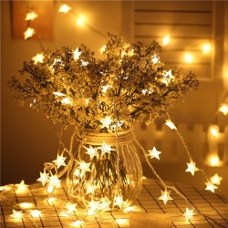 Yıldızlı İp Led Işık Süs - 2 Metre - Fişli Yıldız Led Dekoratif Işık Zinciri - 3