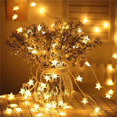 Yıldızlı İp Led Işık Süs - 2 Metre - Fişli Yıldız Led Dekoratif Işık Zinciri - 3